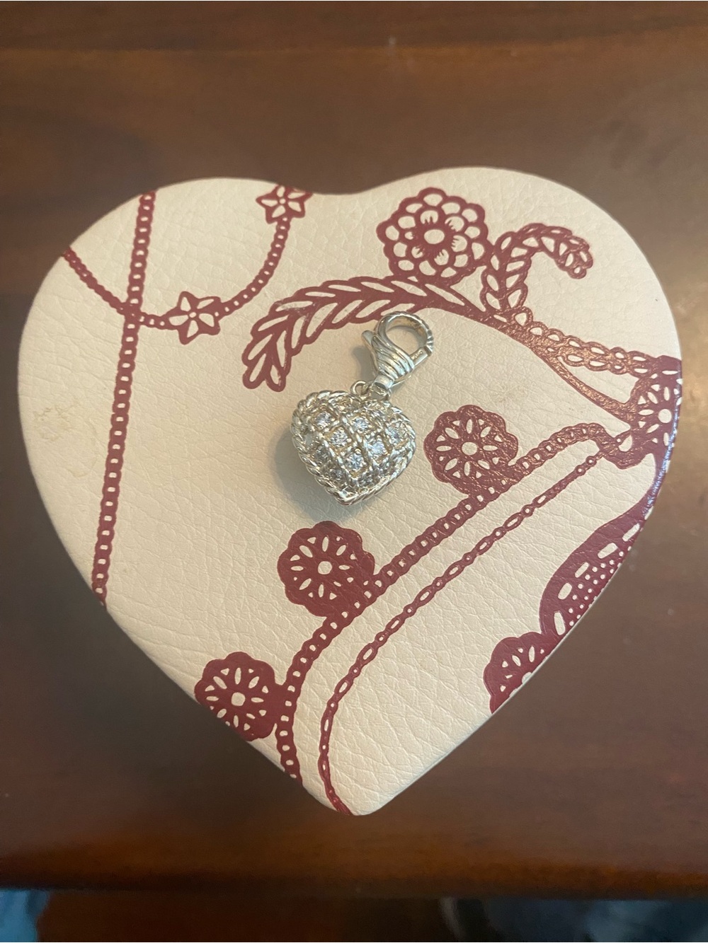 Judith Ripka Sterling Silver Heart Charm with Clear CZ Pavé